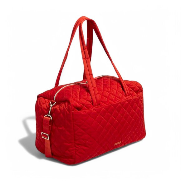 Vera Bradley Large Travel Duffel Bag Cardinal Red Performance Twill Carry On - Picture 2 of 9